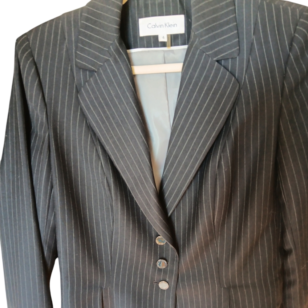Calvin Kline Women's Blue Pinstripe Blazer